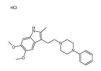 5,6-dimethoxy-2-methyl-3-[2-(4-phenyl-1-piperazinyl)ethyl]-1H-indole hydrochloride structure