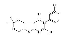 3-(3-chlorophenyl)-6,6-dimethyl-5,8-dihydro-1H-pyrano[2,3]thieno[2,4-b]pyrimidine-2,4-dione Structure