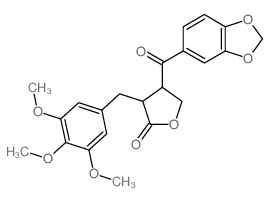 4-(benzo[1,3]dioxole-5-carbonyl)-3-[(3,4,5-trimethoxyphenyl)methyl]oxolan-2-one结构式