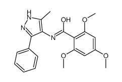 2,4,6-trimethoxy-N-(5-methyl-3-phenyl-1H-pyrazol-4-yl)benzamide结构式