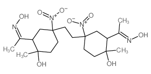 4-[2-[4-hydroxy-3-(N-hydroxy-C-methyl-carbonimidoyl)-4-methyl-1-nitro-cyclohexyl]ethyl]-2-(N-hydroxy-C-methyl-carbonimidoyl)-1-methyl-4-nitro-cyclohexan-1-ol结构式