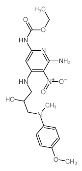 Carbamic acid,[6-amino-4-[[2-hydroxy-3-[(4-methoxyphenyl)methylamino]propyl]amino]-5-nitro-2-pyridinyl]-,ethyl ester (9CI)结构式