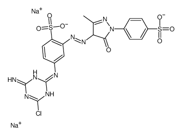 disodium 4-[(4-amino-6-chloro-1,3,5-triazin-2-yl)amino]-2-[[4,5-dihydro-3-methyl-5-oxo-1-(4-sulphonatophenyl)-1H-pyrazol-4-yl]azo]benzenesulphonate结构式