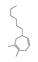 6-hexyl-1,2-dimethylcyclohepta-1,4-diene结构式