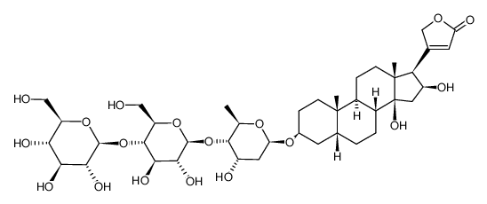3β-β-digilanidotriosyloxy-14,16β-dihydroxy-5β,14β-card-20(22)-enolide结构式