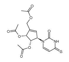 1-[(1R,2S,3R)-2,3-diacetoxy-4-acetoxymethyl-4-cyclopenten-1-yl]-4-thio-2,4-(1H,3H)-pyrimidinedione Structure