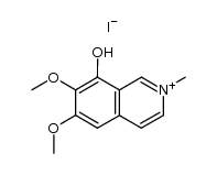 8-hydroxy-6,7-dimethoxy-2-methyl-isoquinolinium, iodide Structure