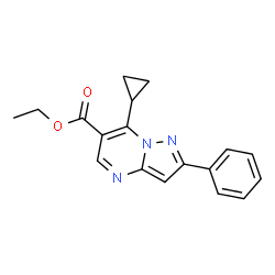 Ethyl 7-cyclopropyl-2-phenylpyrazolo-[1,5-a]pyrimidine-6-carboxylate Structure