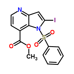 Methyl 2-iodo-1-(phenylsulfonyl)-1H-pyrrolo[3,2-b]pyridine-7-carboxylate结构式