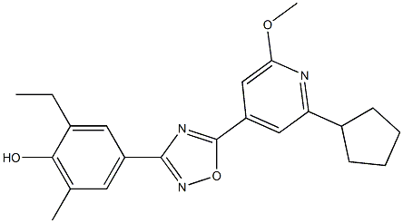 4-(5-(2-cyclopentyl-6-methoxypyridin-4-yl)-1,2,4-oxadiazol-3-yl)-2-ethyl-6-methylphenol Structure