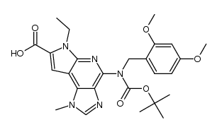 4-(tert-butoxycarbonyl(2,4-dimethoxybenzyl)amino)-6-ethyl-1-methyl-1,6-dihydroimidazo[4,5-d]pyrrolo[2,3-b]pyridine-7-carboxylic acid结构式