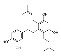5-[2-(3,4-dihydroxyphenyl)ethyl]-4,6-bis(3-methylbut-2-enyl)benzene-1,3-diol结构式