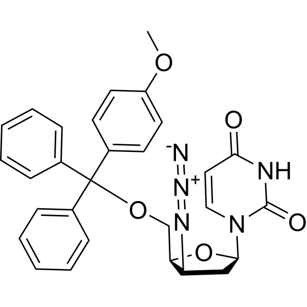 3’-beta-Azido-2’,3’-dideoxy-5’-O-(4-methoxy-trityl)uridine Structure