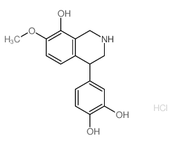 1,2-Benzenediol,4-(1,2,3,4-tetrahydro-8-hydroxy-7-methoxy-4-isoquinolinyl)-, hydrochloride(1:1) Structure