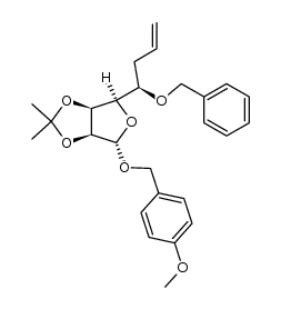 p-methoxybenzyl 6,7,8-trideoxy-5-O-benzyl-2,3-O-(1-methylethylidene)-α-D-manno-oct-7-enofuranoside结构式