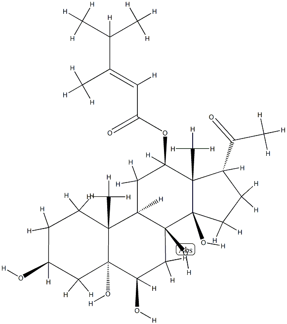 (17α)-12β-[(3,4-Dimethyl-1-oxo-2-pentenyl)oxy]-3β,5,6β,8β,14β-pentahydroxy-5α-pregnan-20-one结构式