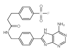 4-[2-[[4-(6-amino-7H-purin-8-yl)phenyl]methylcarbamoyl]ethyl]benzenesulfonyl fluoride structure