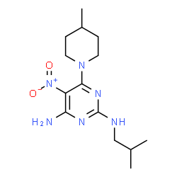 6-(4-methylpiperidin-1-yl)-N~2~-(2-methylpropyl)-5-nitropyrimidine-2,4-diamine结构式