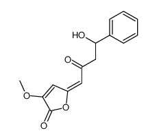 (E)-5-(4-hydroxy-2-oxo-4-phenylbutylidene)-3-methoxyfuran-2(5H)-one Structure