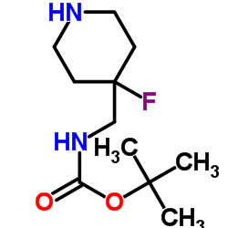 tert-butyl N-[(4-fluoropiperidin-4-yl)methyl]carbamate structure