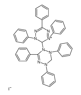 1,3,5-triphenyl-6-(2,4,6-triphenyl-1,2,3,4-tetrahydro-1,2,3,5-tetrazinyl)-5,6-dihydro-1,2,3,5-tetrazinium iodide Structure