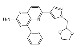 4-phenyl-6-(1-[1,3]dioxolan-2-ylmethyl-1H-pyrazol-4-yl)pyrido[3,2-d]pyrimidin-2-ylamine结构式