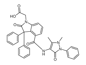 2-[4-[(1,5-dimethyl-3-oxo-2-phenylpyrazol-4-yl)carbamoyl]-2-oxo-3,3-diphenylindol-1-yl]acetic acid Structure