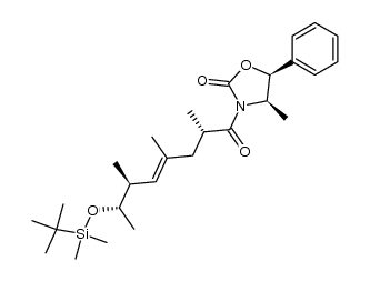 (2'S,4R,5S,6'S,7'S)-3-(7'-((1'',1''-dimethylethyl)dimethylsiloxy)-2',4',6'-trimethyl-4'-octenoyl)-4-methyl-5-phenyl-1,3-oxazolidin-2-one结构式