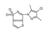 3-(4-chloro-3,5-dimethylpyrazol-1-yl)thieno[2,3-d][1,2]thiazole 1,1-dioxide结构式