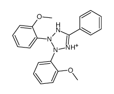 2,3-bis(2-methoxyphenyl)-5-phenyl-1H-tetrazol-1-ium结构式