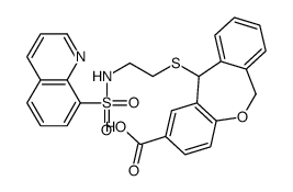 11-[2-(quinolin-8-ylsulfonylamino)ethylsulfanyl]-6,11-dihydrobenzo[c][1]benzoxepine-2-carboxylic acid结构式