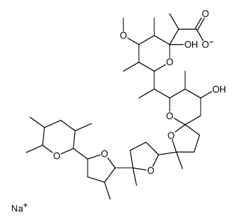 sodium,2-[2-hydroxy-6-[1-[7-hydroxy-2,8-dimethyl-2-[5-methyl-5-[3-methyl-5-(3,5,6-trimethyloxan-2-yl)oxolan-2-yl]oxolan-2-yl]-1,10-dioxaspiro[4.5]decan-9-yl]ethyl]-4-methoxy-3,5-dimethyloxan-2-yl]propanoate结构式