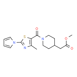 methyl (1-{[4-methyl-2-(1H-pyrrol-1-yl)-1,3-thiazol-5-yl]carbonyl}piperidin-4-yl)acetate结构式