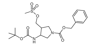 3-tert-butoxycarbonylamino-4-(methylsulfonyloxymethyl)pyrrolidine-1-carboxylic acid benzyl ester Structure