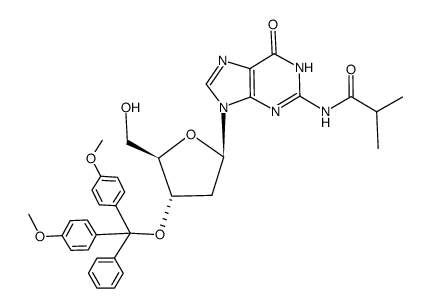 3'-O-dimethoxytrityl-N2-isobutyryl-2'-deoxyguanosine Structure