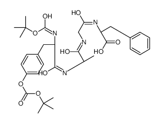 (2S)-2-[[2-[[(2R)-2-[[(2S)-2-[(2-methylpropan-2-yl)oxycarbonylamino]-3-[4-[(2-methylpropan-2-yl)oxycarbonyloxy]phenyl]propanoyl]amino]propanoyl]amino]acetyl]amino]-3-phenylpropanoic acid Structure