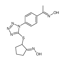2-(1-(4-acetylphenyl)-5(1H)-tetrazolylthio)cyclopentanone dioxime Structure
