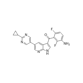 (3-Amino-2,6-difluorophenyl)(5-(2-cyclopropylpyrimidin-5-yl)-1H-pyrrolo[2,3-b]pyridin-3-yl)methanone Structure