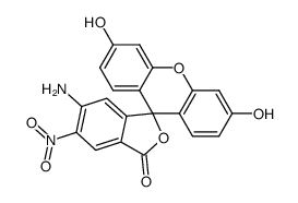 6-amino-3',6'-dihydroxy-5-nitro-3H-spiro[isobenzofuran-1,9'-xanthen]-3-one Structure