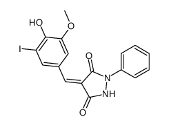 4-[(4-hydroxy-3-iodo-5-methoxyphenyl)methylidene]-1-phenylpyrazolidine-3,5-dione结构式