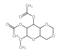 (3-acetyloxy-4-methoxy-5,8,10-trioxabicyclo[4.4.0]dec-2-yl) acetate structure