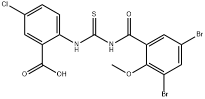 5-chloro-2-[[[(3,5-dibromo-2-methoxybenzoyl)amino]thioxomethyl]amino]-benzoic acid结构式