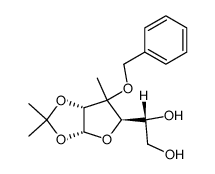 (1R)-1-((3aR,5R,6aR)-6-(benzyloxy)-2,2,6-trimethyltetrahydrofuro[2,3-d][1,3]dioxol-5-yl)ethane-1,2-diol结构式