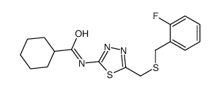 N-[5-[(2-fluorophenyl)methylsulfanylmethyl]-1,3,4-thiadiazol-2-yl]cyclohexanecarboxamide结构式