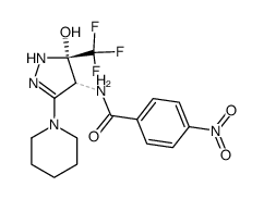 4-(4-nitro-benzoylamino)-5-piperidin-1-yl-3-trifluoromethyl-2,3-dihydro-1H-pyrazol-3-ol结构式