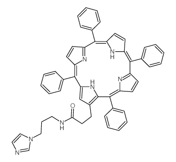 N-(3-imidazol-1-ylpropyl)-3-(5,10,15,20-tetraphenyl-21,22-dihydroporphyrin-2-yl)propanamide结构式
