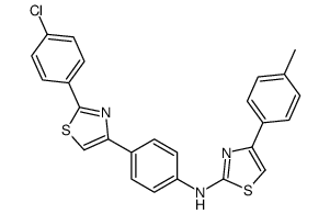 N-[4-[2-(4-chlorophenyl)-1,3-thiazol-4-yl]phenyl]-4-(4-methylphenyl)-1,3-thiazol-2-amine结构式