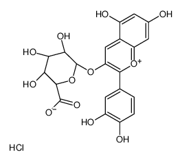 2-(3,4-Dihydroxyphenyl)-3-(β-D-glucopyranuronosyloxy)-5,7-dihydroxy-1-benzopyrylium Chloride结构式