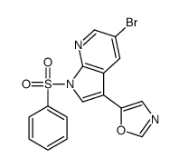 5-Bromo-3-(1,3-oxazol-5-yl)-1-(phenylsulfonyl)-1H-pyrrolo[2,3-b]p yridine结构式