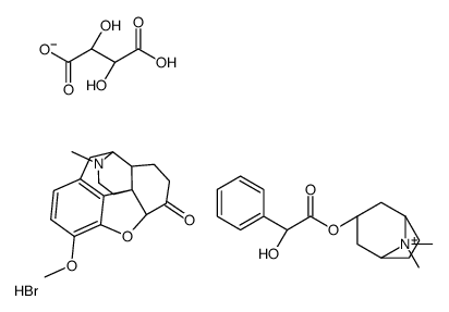 (4R,4aR,7aR,12bS)-9-methoxy-3-methyl-1,2,4,4a,5,6,7a,13-octahydro-4,12-methanobenzofuro[3,2-e]isoquinoline-7-one,(2R,3R)-2,3-dihydroxybutanedioic acid,[(5S)-8,8-dimethyl-8-azoniabicyclo[3.2.1]octan-3-yl] 2-hydroxy-2-phenylacetate,bromide结构式
